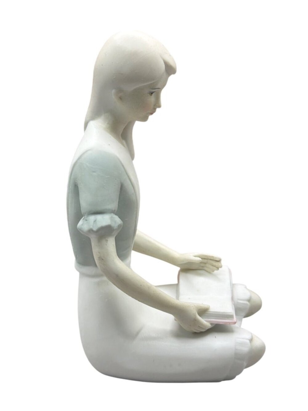 Porcelain Figurine Of Girl Hand-Painted Kneeling Pastel Tones Marked C7842 - Picture 3 of 6